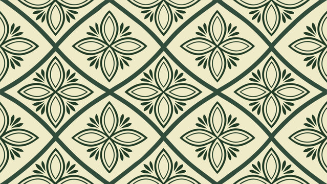 Seamless Mediterranean tile pattern with geometric floral ornaments for floor and wall design