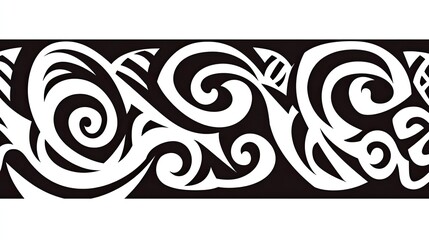 Fototapeta premium Intricate Black and White Swirl Pattern Border Design, Decorative Ornament.