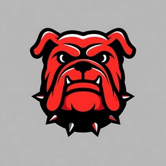 Aggressive red bulldog mascot logo with spiked collar design illustration