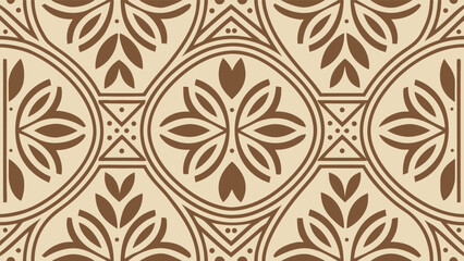Simple seamless geometric pattern of interlocking circles in a classic minimalist tile style © Bayanaka