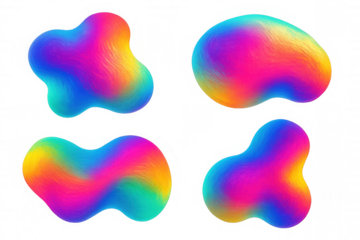 Four colorful abstract shapes with a transparent background, perfect for adding a touch of modern art to any project