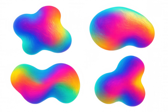 Four colorful abstract shapes with a transparent background, perfect for adding a touch of modern art to any project