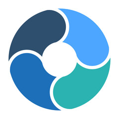 循環型プロセスを示す円形チャート図形　4分割　サイクル図　分割循環図　ベクターイラスト