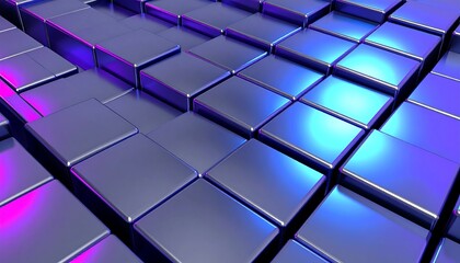 Abstract metallic cubes in vibrant, layered pattern