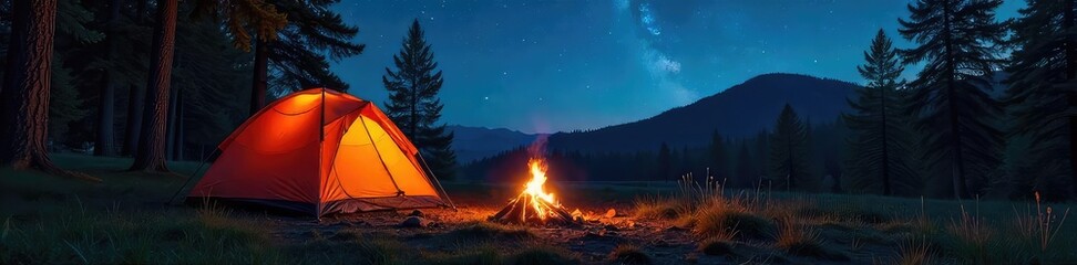 Campfire Serenity A Relaxing Camping Adventure Under the Stars in a Peaceful Woodland Clearing