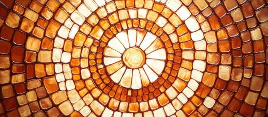 Fototapeta premium Radiant Sunburst Mosaic Pattern with Warm Earthy Tones and Textured Detail