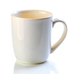Off- White Ceramic Mug with Cream Interior on White Background