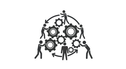 Teamwork Collaboration - People Working Together on Interlocking Gears.