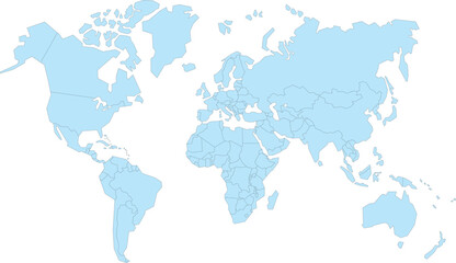 Clean Vector Map of the World in Blue