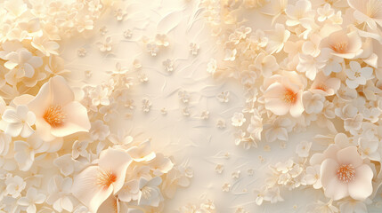 ivory floral wall decorations in the style of white, Generative AI