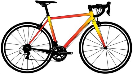 A vibrant road bicycle isolated on white background, ready for a ride removed background