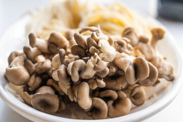 kalguksu noodles and mushrooms before cooking