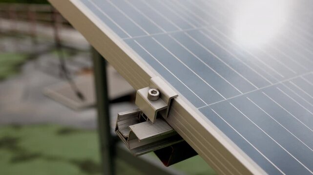 Aluminuim solar mounting holder on rooftop.