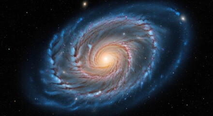 Fototapeta premium Vast Spiral Galaxy in Cosmic Space with Bright Nucleus and Swirling Arms