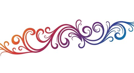 Gradient Swirl Ornament: Orange, Red, Purple, and Blue Decorative Design on White Background