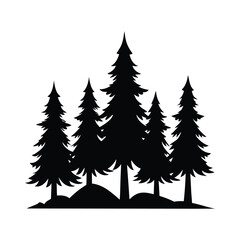 Obraz premium Pine Trees Black Silhouette Vector