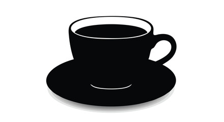 Elegant black coffee cup and saucer silhouette, perfect for minimalist branding and design needs