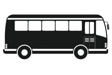 Black and white silhouette of a city bus side view public transportation vehicle icon