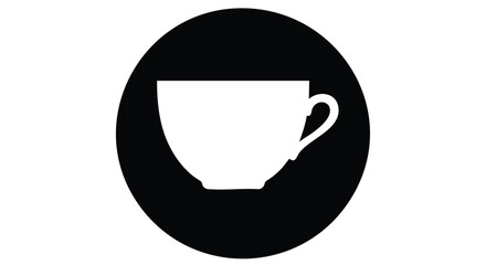 Elegant white teacup silhouette on a black oval background for sophisticated branding and design projects