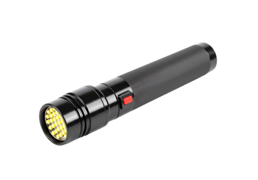 Powerful LED Flashlight Compact Design Bright Illumination isolated on transparent background