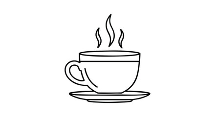Enjoy a warm cup of coffee or tea, a simple line art drawing for a cozy morning or relaxing break time
