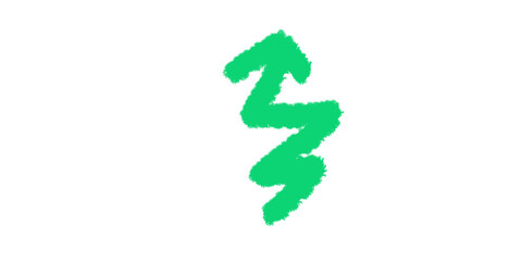 A vibrant neon green arrow pointing upwards symbolizing progress and growth on a stark black