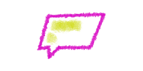 Glowing neon message in a vibrant pink speech bubble conveys urgent communication on a stark black