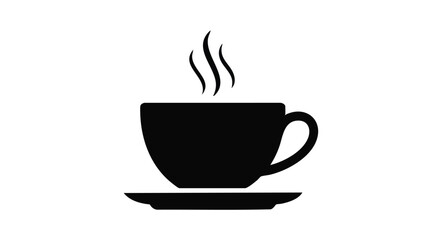 Enjoy a hot, steaming cup of coffee or tea with this simple, elegant black and white icon design