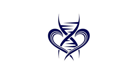 Stylized DNA double helix forming a heart shape.