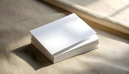 Fototapeta premium Stack of slightly overlapping white cards with subtle shadow