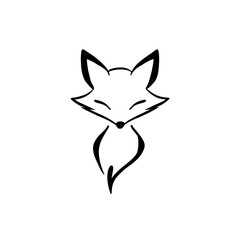 Obraz premium Gray Fox. Gray Fox simple black and white line art vector logo