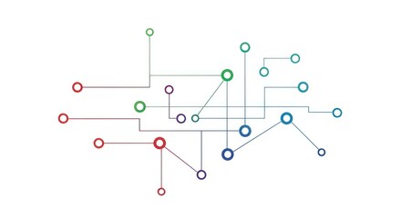 Colorful Network Diagram on White Background, Abstract Design.