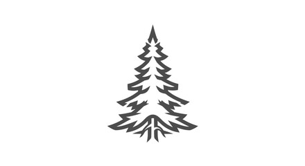 Stylized Pine Tree Line Art Icon Illustration.