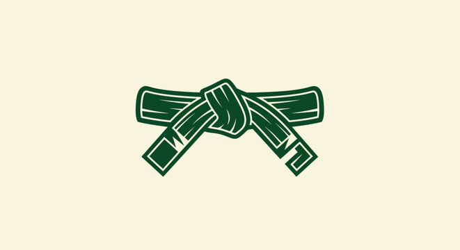 Green martial arts belt icon for combat sports training.