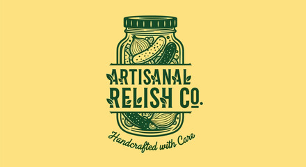 Artisanal Relish Company logo with a vintage jar of pickles.