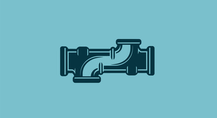 Industrial pipeline system with connected pipes and fittings icon.
