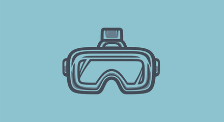 Virtual reality headset icon in a simple line art style.