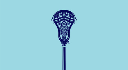 Detailed Blue Lacrosse Stick Graphic Illustration.