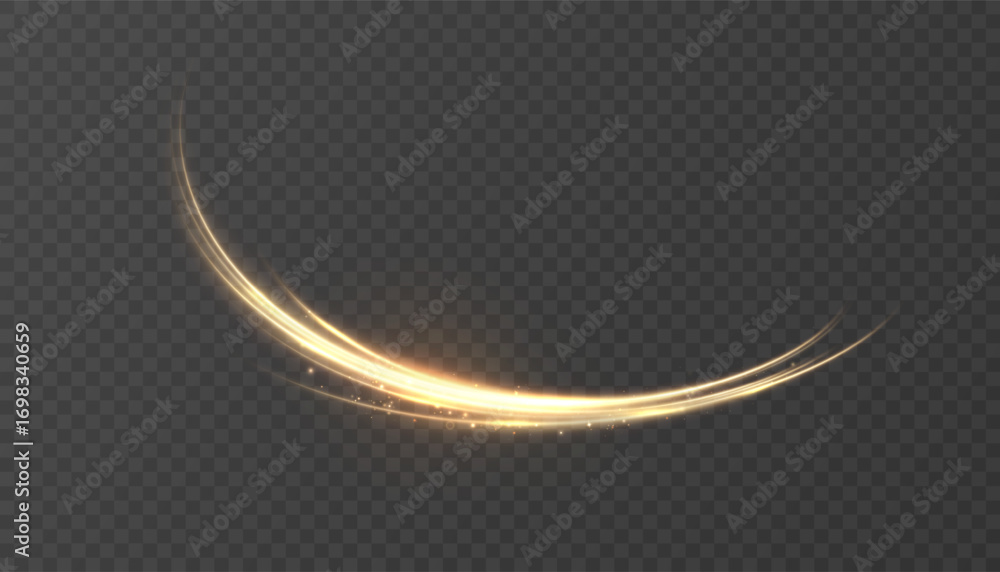Aufkleber a golden light trail in the shape of a curved arc. a vector element for game design that imitates a 