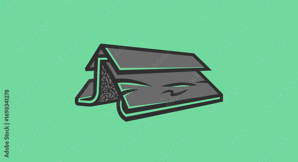 Poster abstract illustration of a folded paper or fabric object with a textured surface.