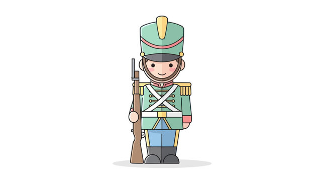Adorable Cartoon Soldier Toy with Rifle and Tall Hat.