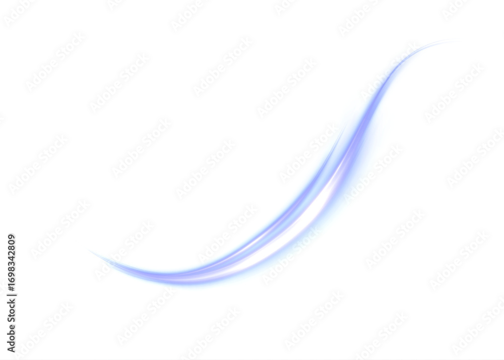 Poster a bright swirling light stream with a glowing curved trail on a white background. vector abstract li