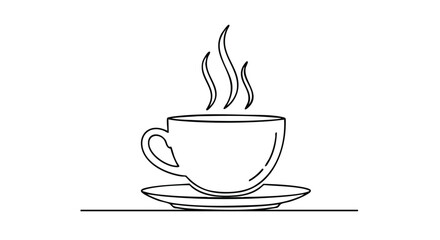 Enjoy a hot cup of morning coffee, a simple line drawing for minimalist design projects and lifestyle content