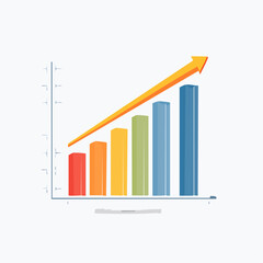 Colorful Bar Graph Depicting Growth Trend With Upward Arrow