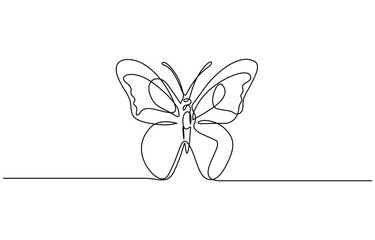Continuous one line drawing of Butterfly vector illustration. Editable outline