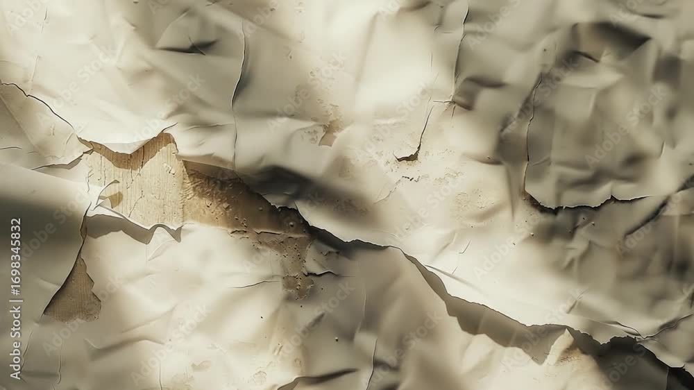 Poster a close-up view of a section of paper on a wall, with texture and fibers visible