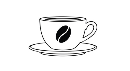 Minimalist coffee cup outline with coffee bean design for logo or icon creation, perfect for branding