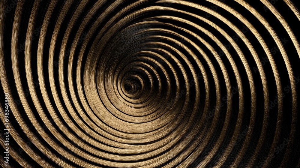 Poster a swirling pattern of golden light on a black background, creating a sense of motion and depth