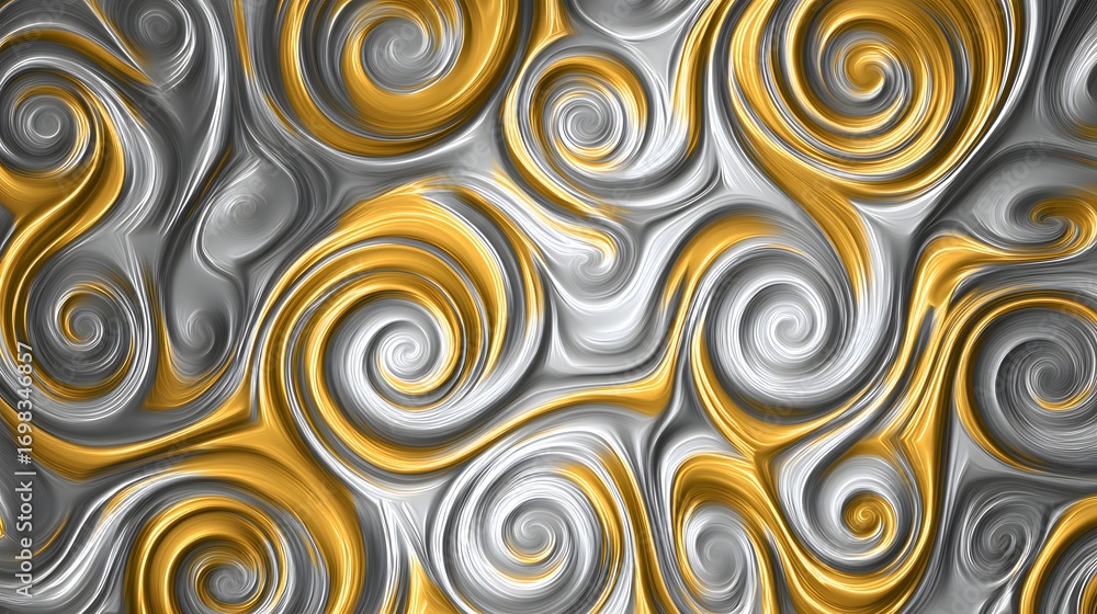 Aufkleber a swirling abstract pattern featuring gold and gray tones, creating a dynamic and fluid visual effec