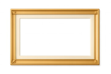 Realistic golden frame with passepartout, creating elegant presentation space on a transparent background